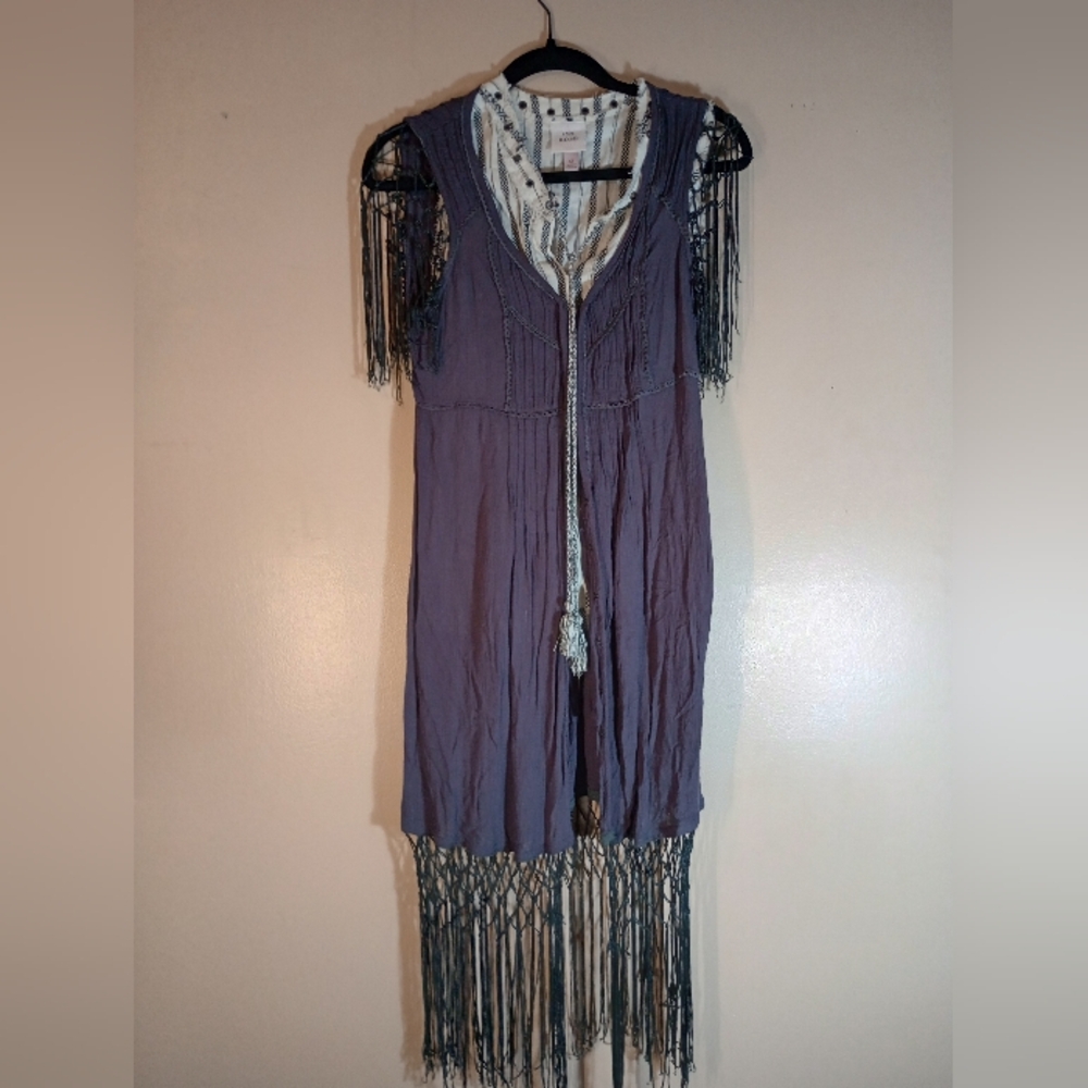 Dreamy Charcoal Fringe Vest/Dress From Angie